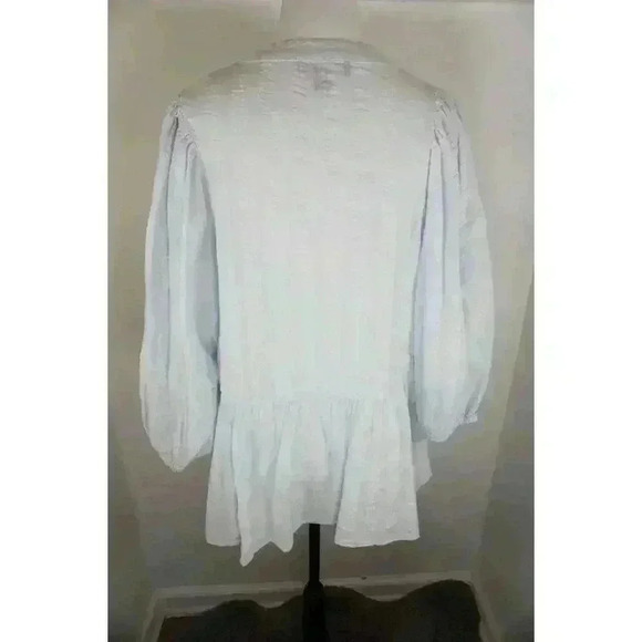 PRIMARK Light Blue Blouse w/ Balloon Sleeves & Ruffle Hem, Size 12 - Picture 9 of 16